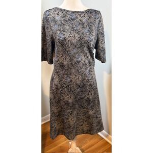 Title Nine Buttah Versatile Dress NWT Sz M 3/4 Sleeve Floral Black Blue